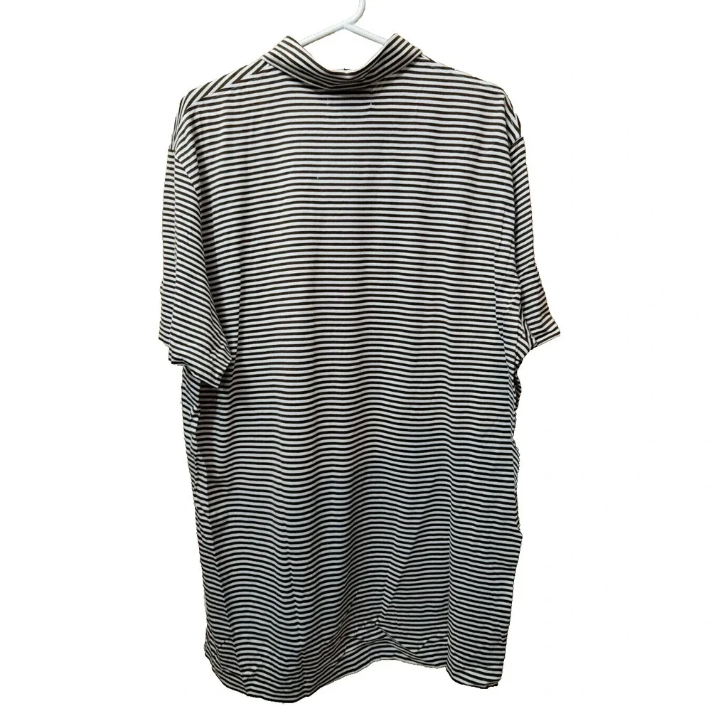 Polo Ralph Lauren Polo Shirt Men's XL Brown White Striped Pima Cotton Pocket